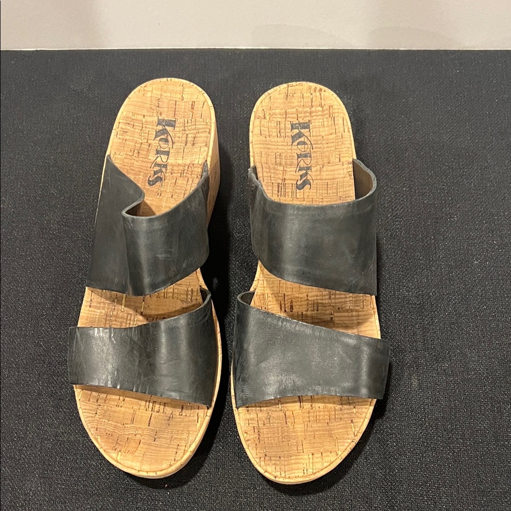 KORKS Black Leather Sandals